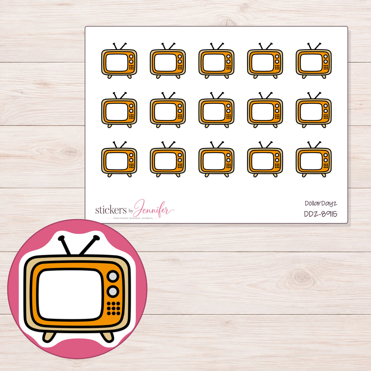 DDZ-8915 planner sticker sheet with enlarged sticker detail