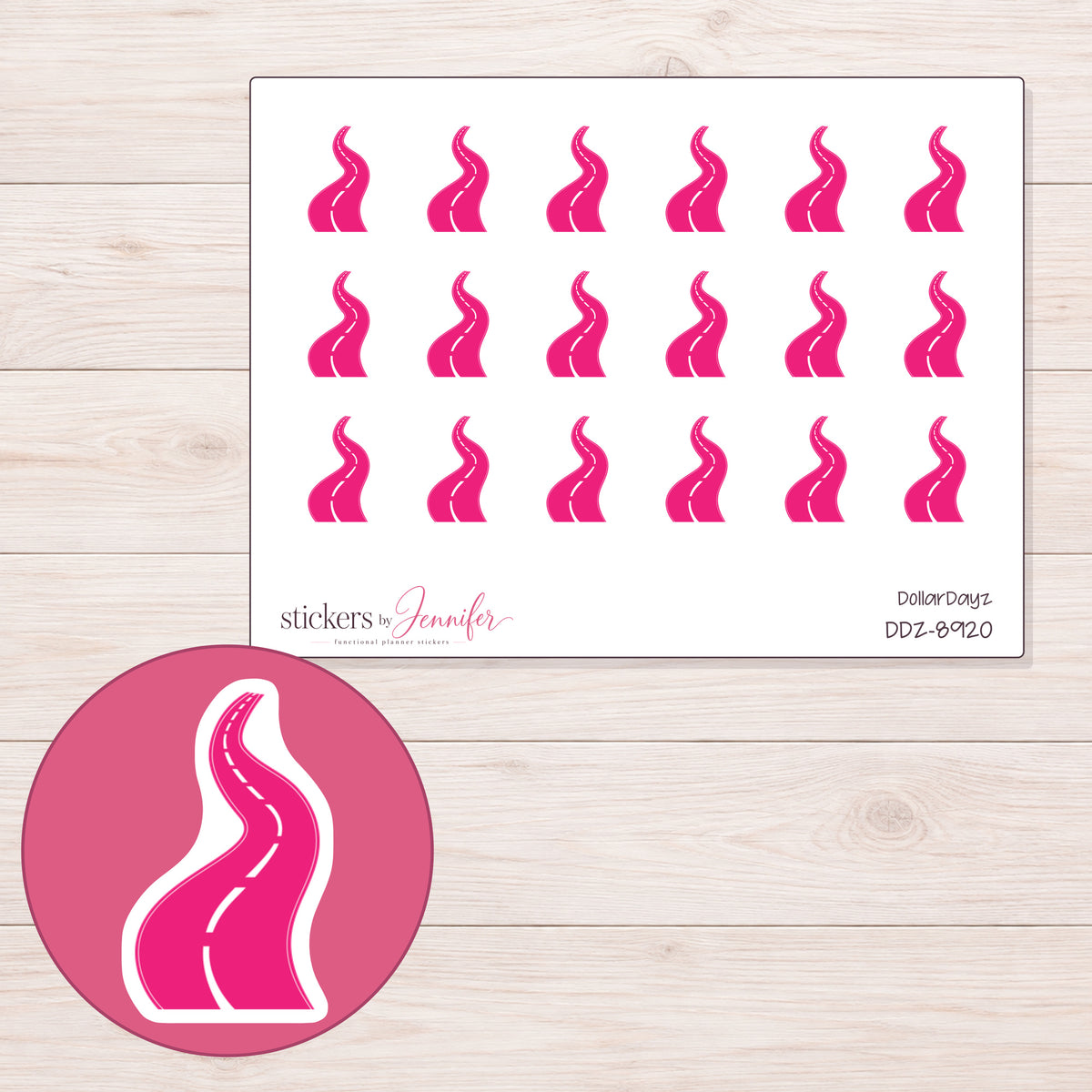 DDZ-8920 planner sticker sheet with enlarged sticker detail