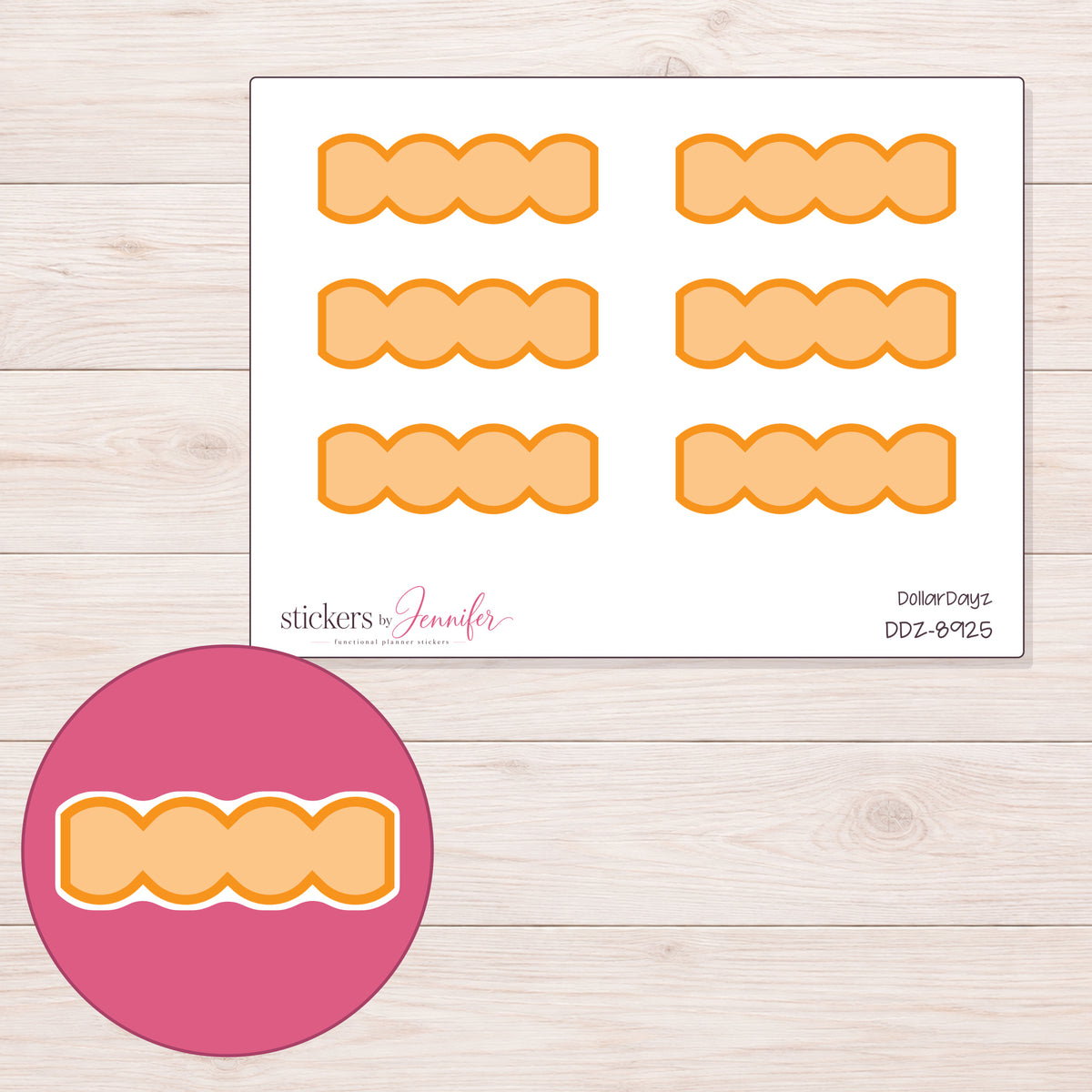DDZ-8925 planner sticker sheet with enlarged sticker detail