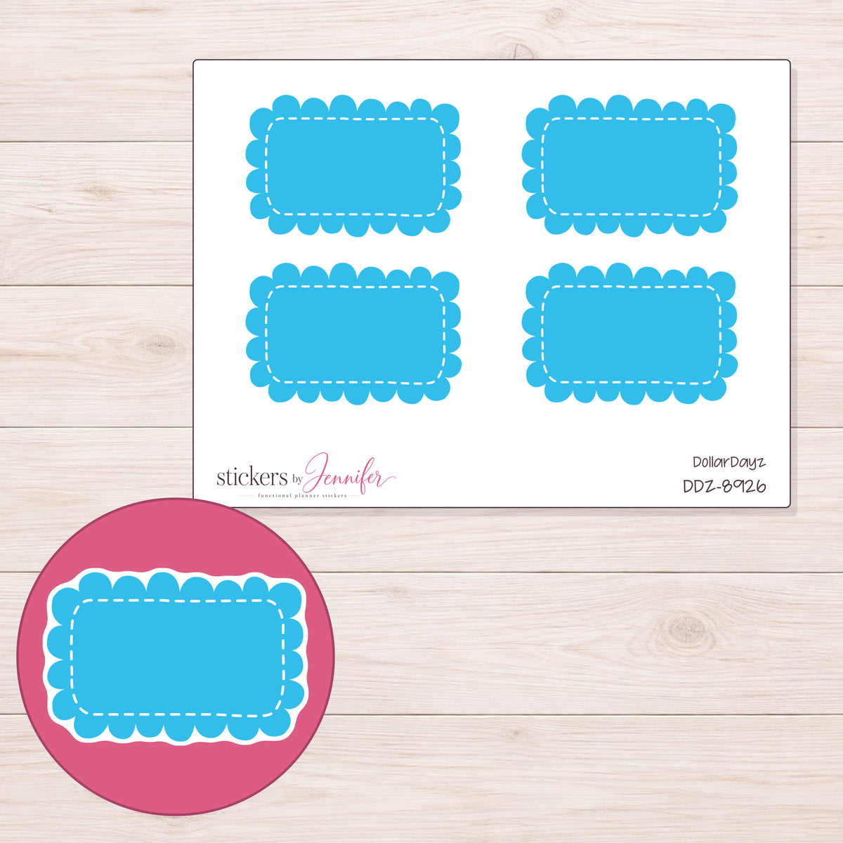 DDZ-8926 planner sticker sheet with enlarged sticker detail