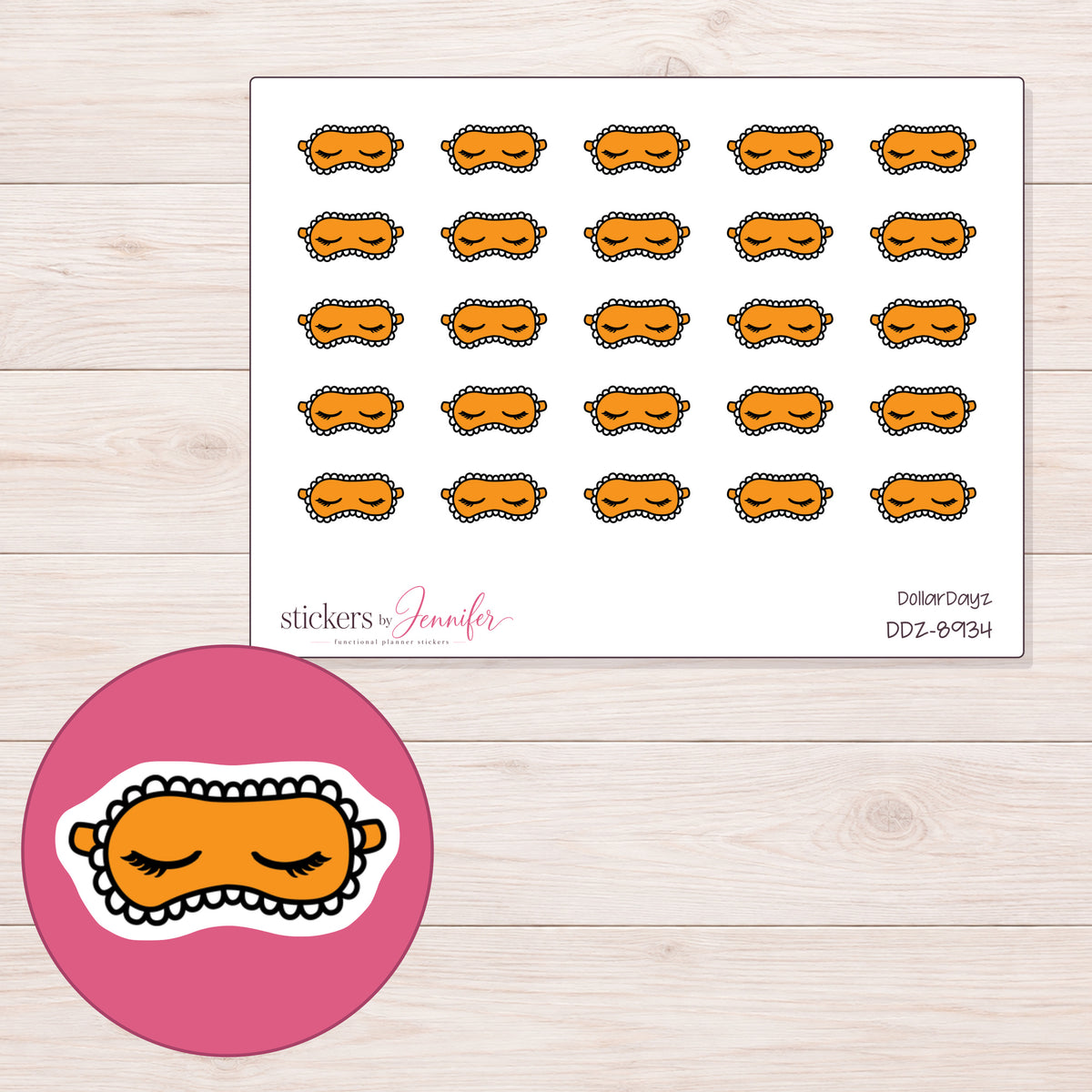 DDZ-8934 planner sticker sheet with enlarged sticker detail