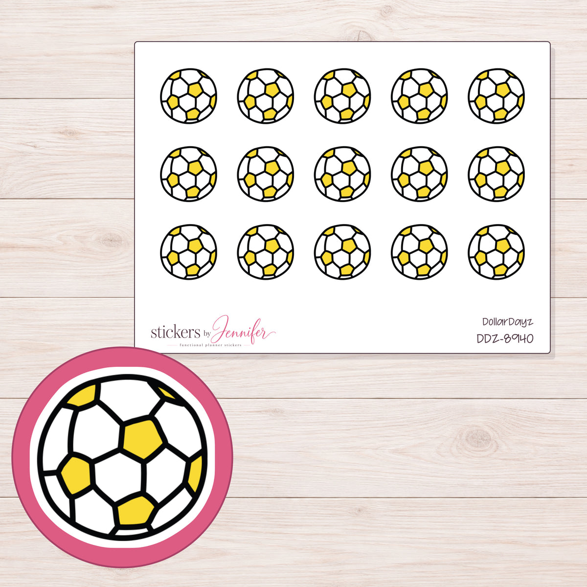 DDZ-8940 planner sticker sheet with enlarged sticker detail