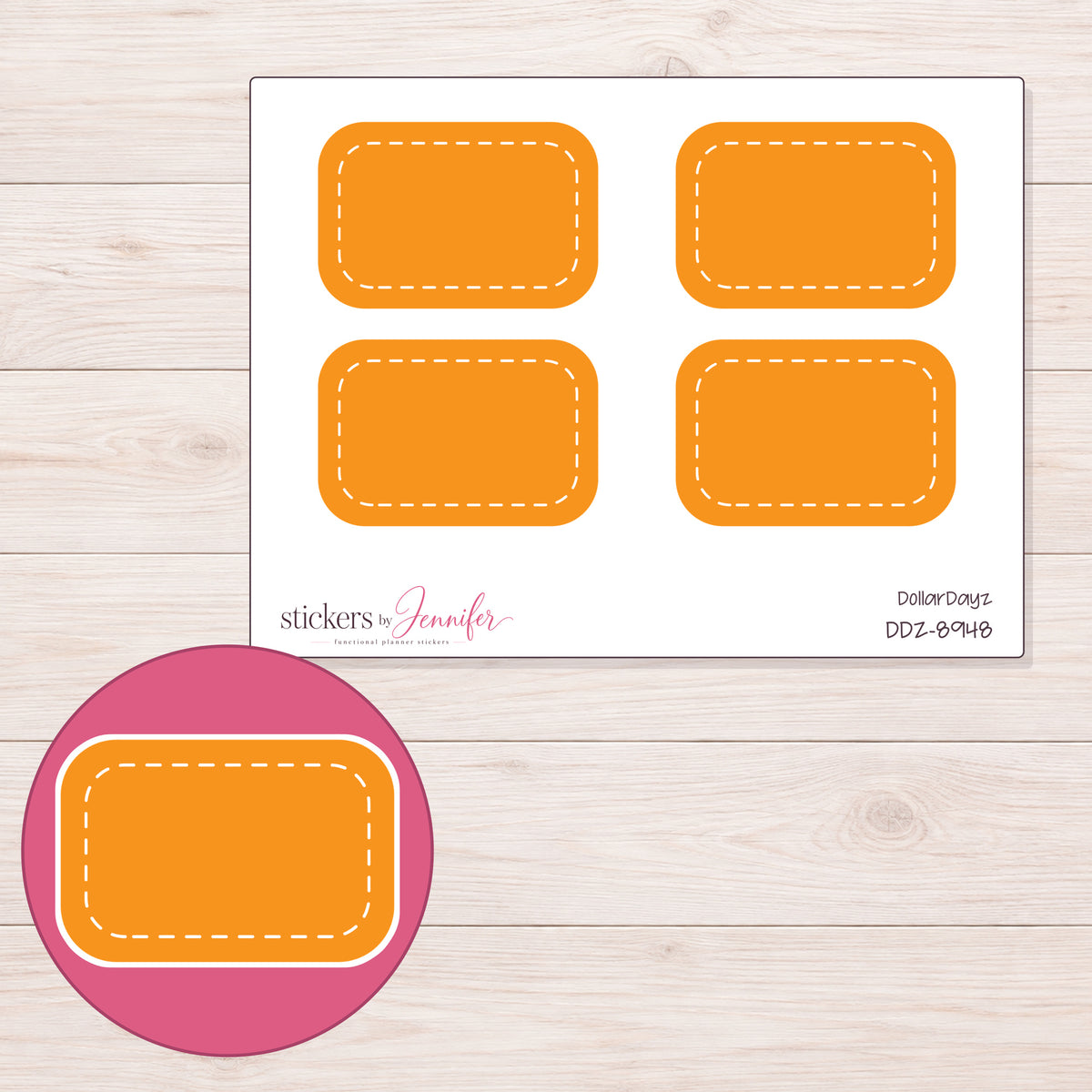 DDZ-8948 planner sticker sheet with enlarged sticker detail