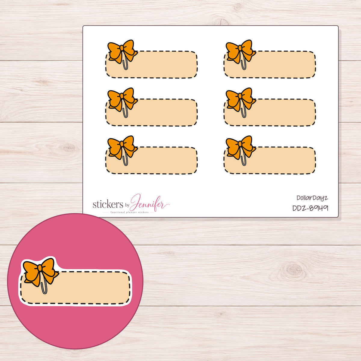 DDZ-8949 planner sticker sheet with enlarged sticker detail