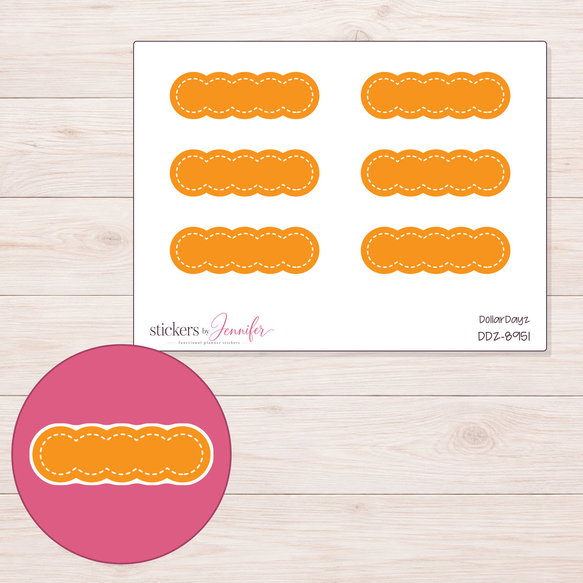DDZ-8951 planner sticker sheet with enlarged sticker detail