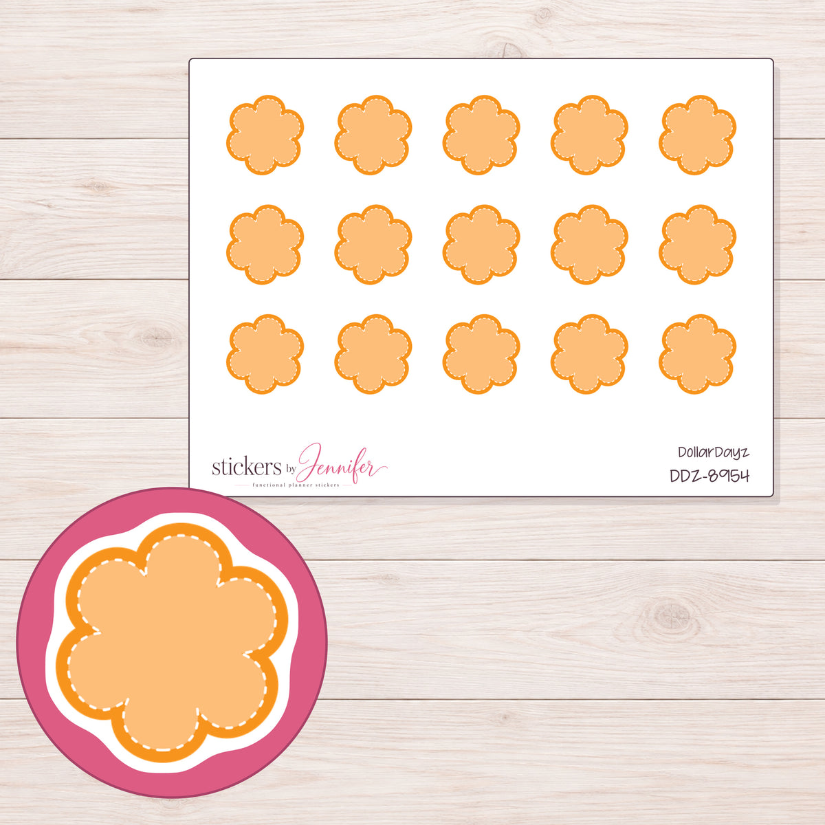 DDZ-8954 planner sticker sheet with enlarged sticker detail
