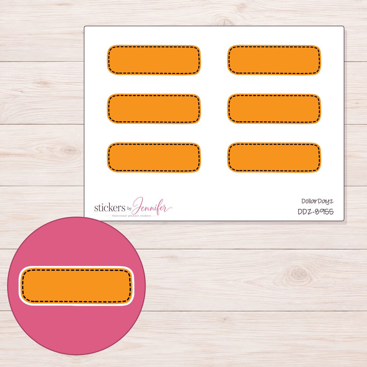DDZ-8955 planner sticker sheet with enlarged sticker detail