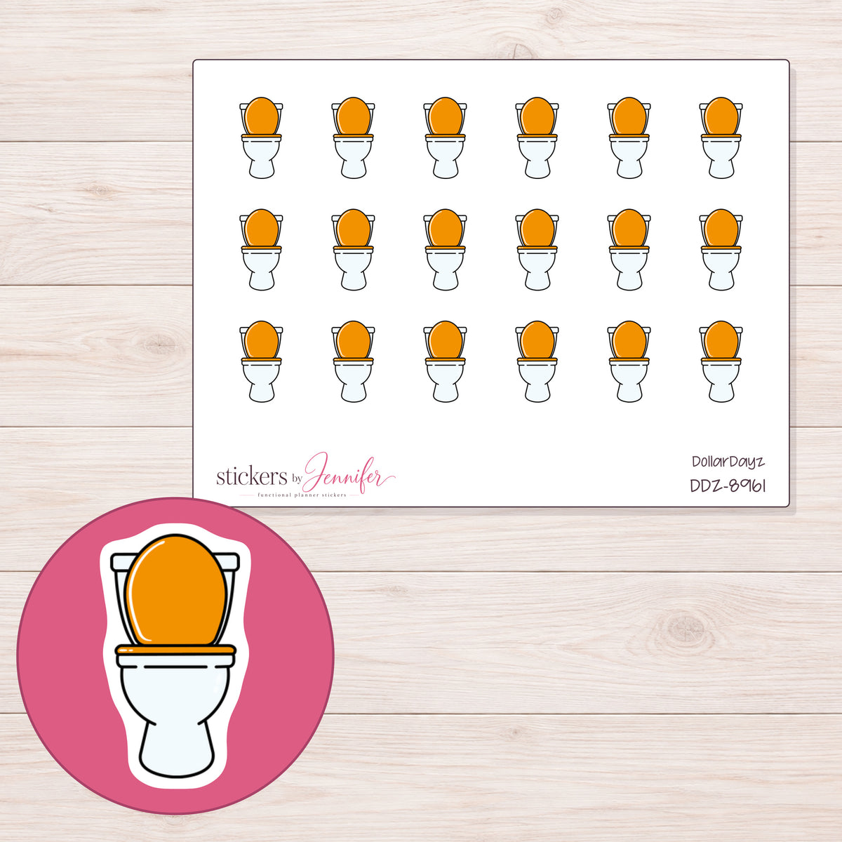 DDZ-8961 planner sticker sheet with enlarged sticker detail
