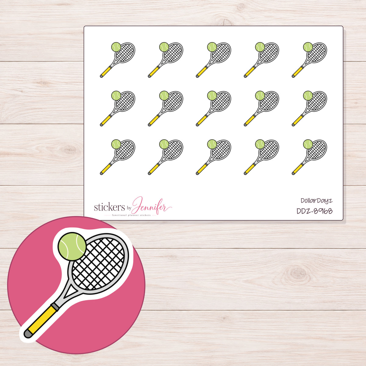 DDZ-8968 planner sticker sheet with enlarged sticker detail