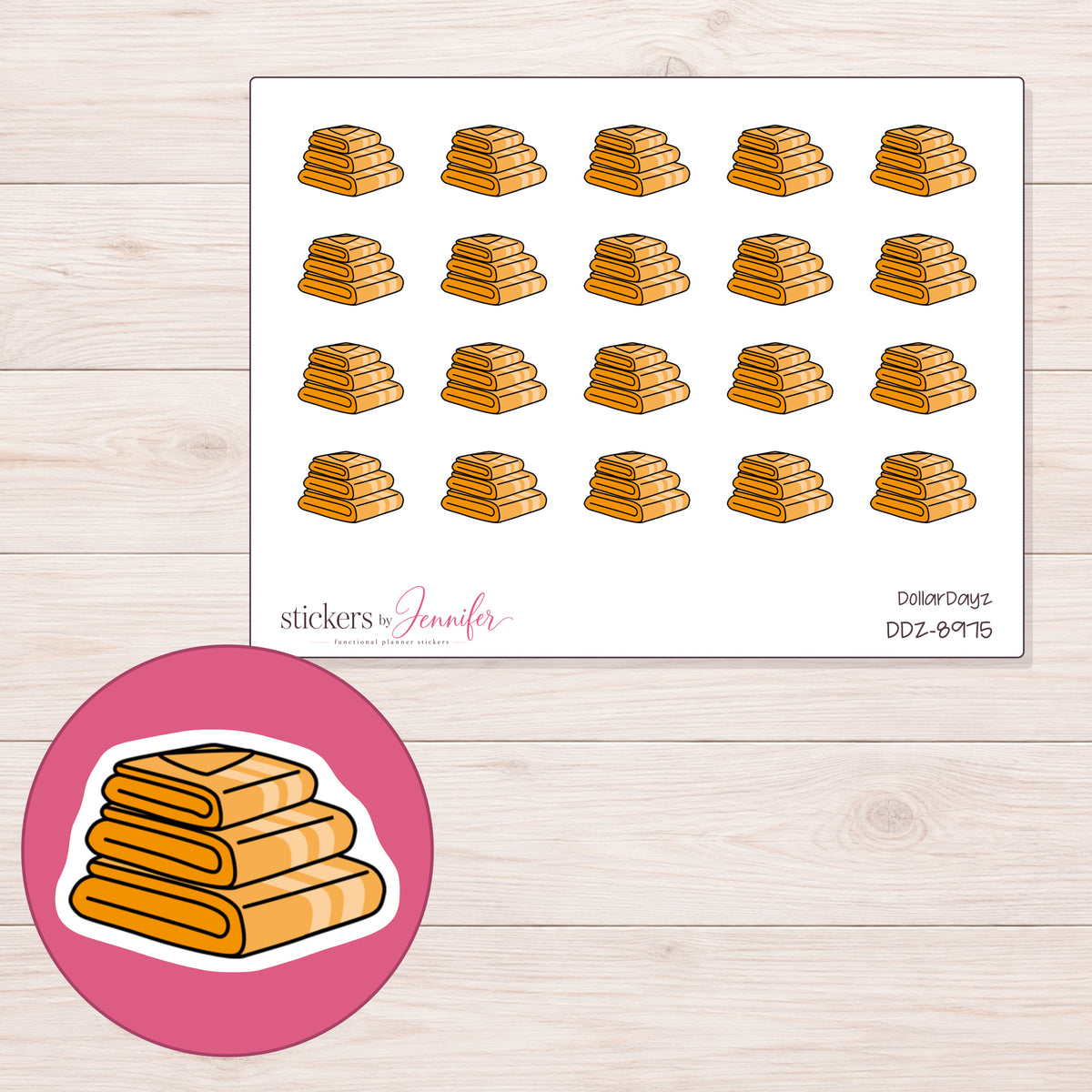 DDZ-8975 planner sticker sheet with enlarged sticker detail