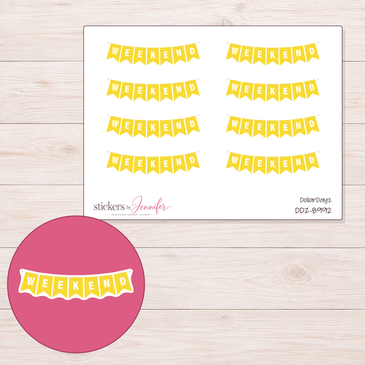 DDZ-8992 planner sticker sheet with enlarged sticker detail