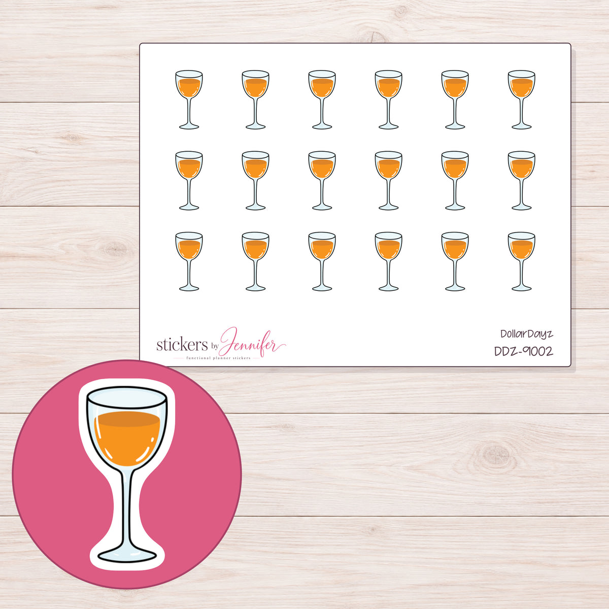 DDZ-9002 planner sticker sheet with enlarged sticker detail
