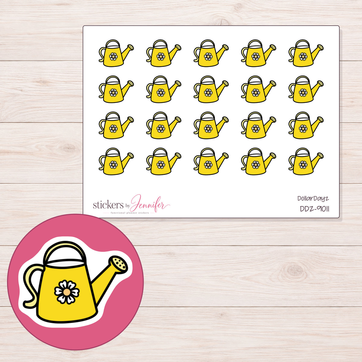 DDZ-9011 planner sticker sheet with enlarged sticker detail