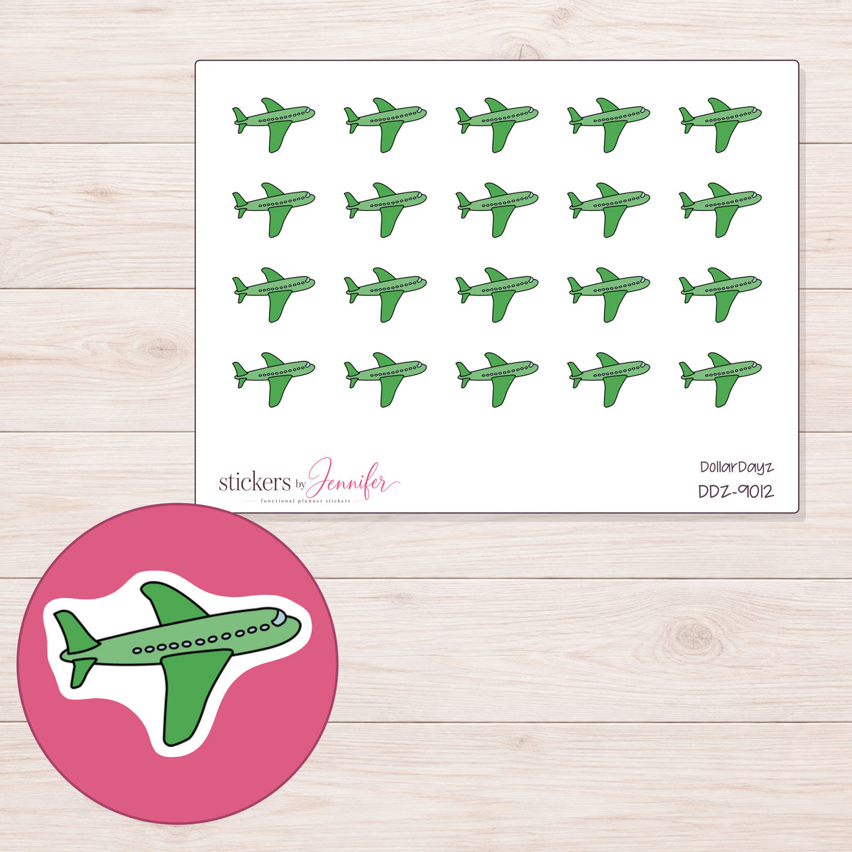 DDZ-9012 planner sticker sheet with enlarged sticker detail