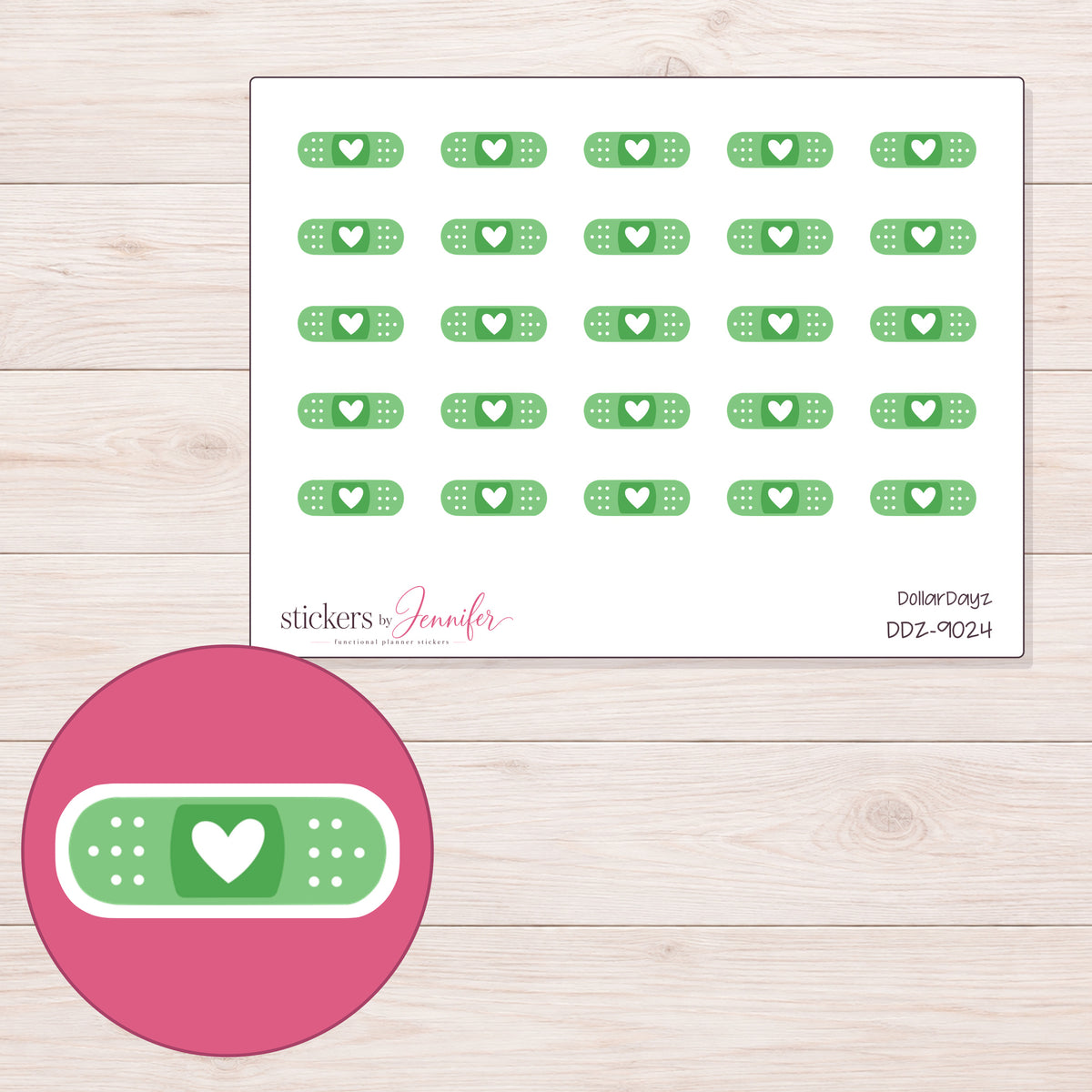 DDZ-9024 planner sticker sheet with enlarged sticker detail