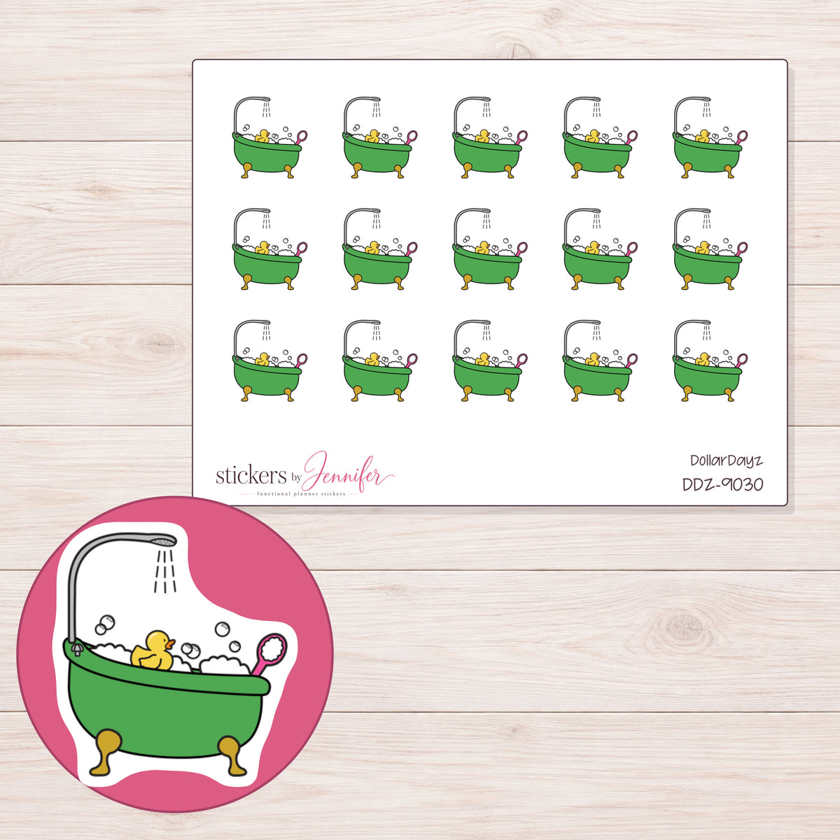 DDZ-9030 planner sticker sheet with enlarged sticker detail