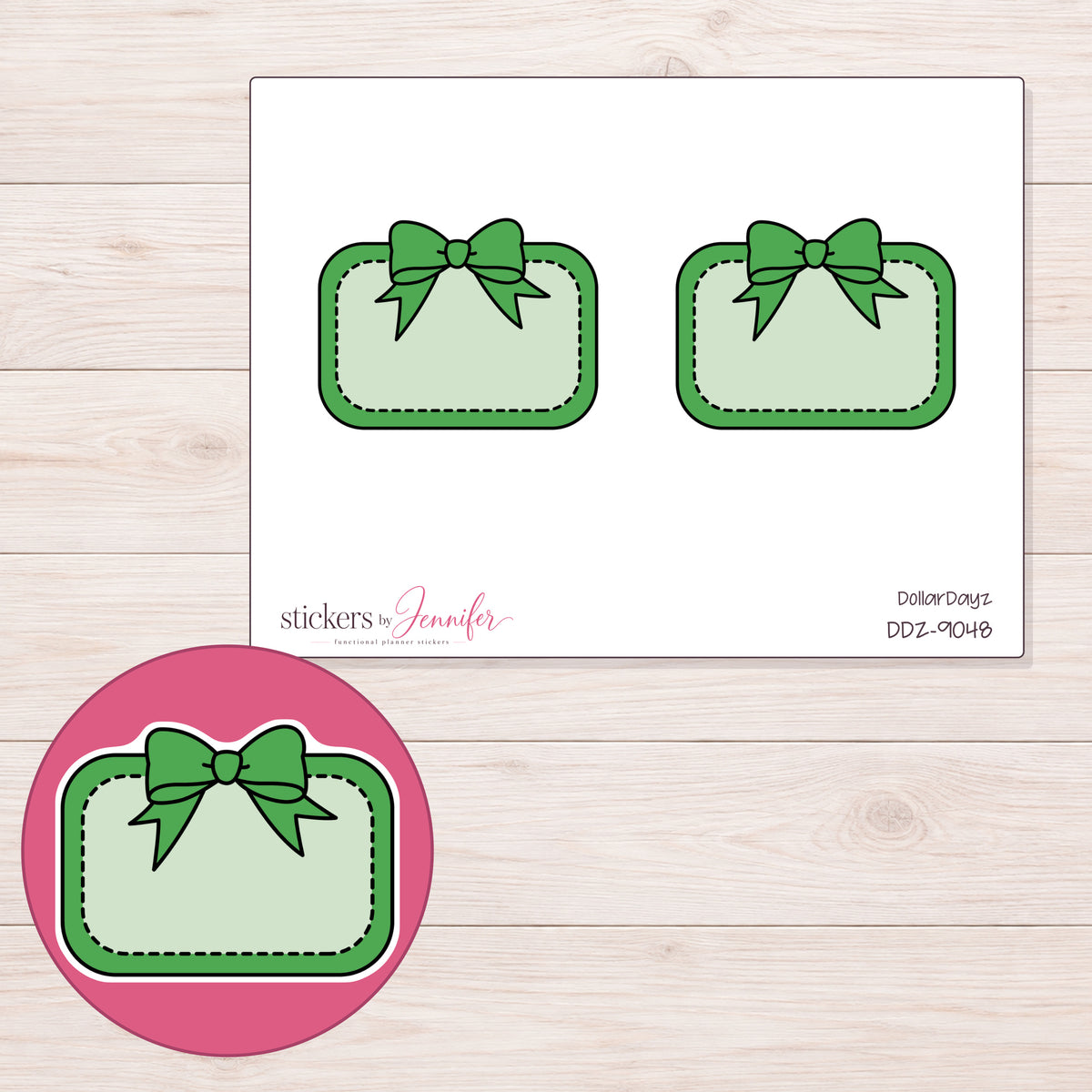 DDZ-9048 planner sticker sheet with enlarged sticker detail
