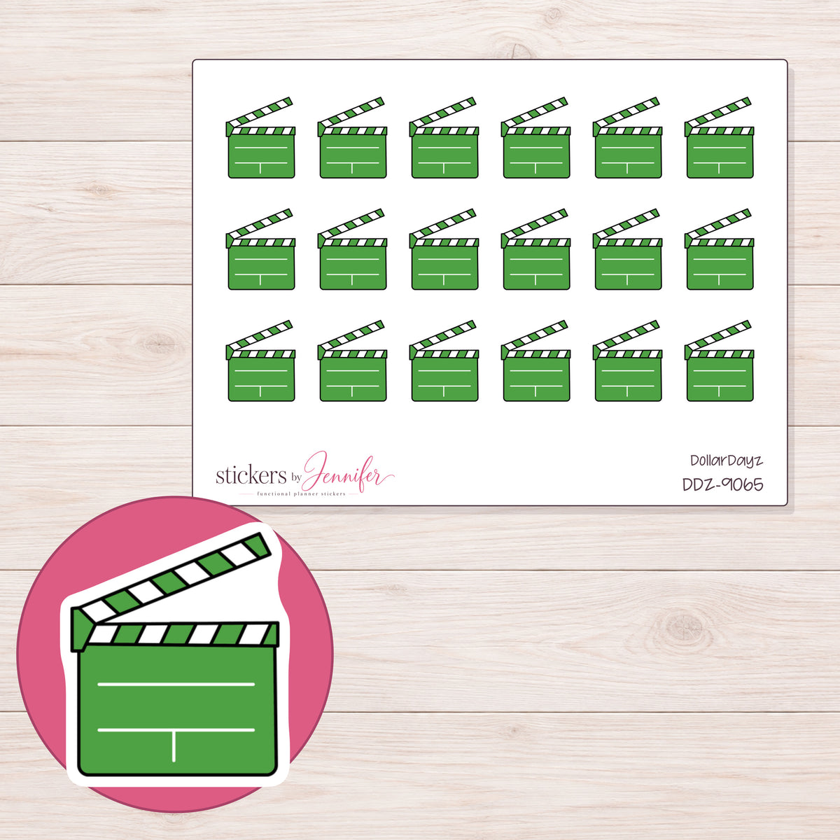 DDZ-9065 planner sticker sheet with enlarged sticker detail