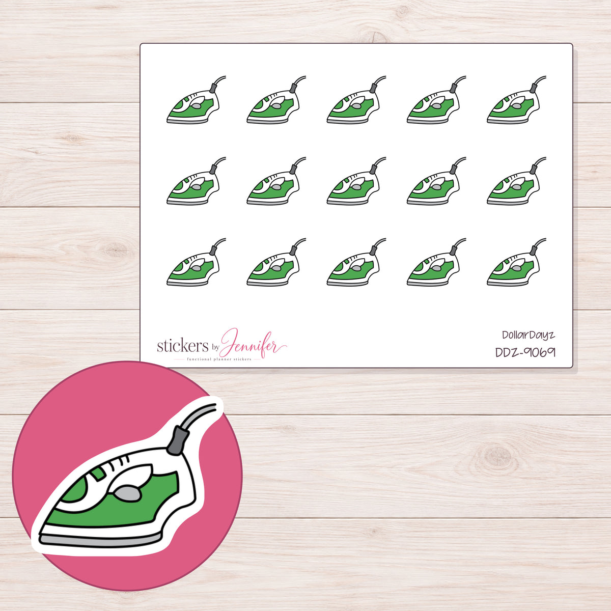 DDZ-9069 planner sticker sheet with enlarged sticker detail
