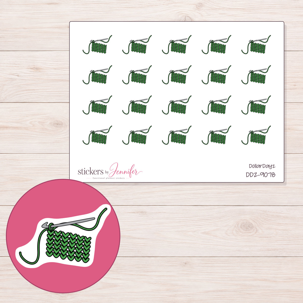 DDZ-9078 planner sticker sheet with enlarged sticker detail