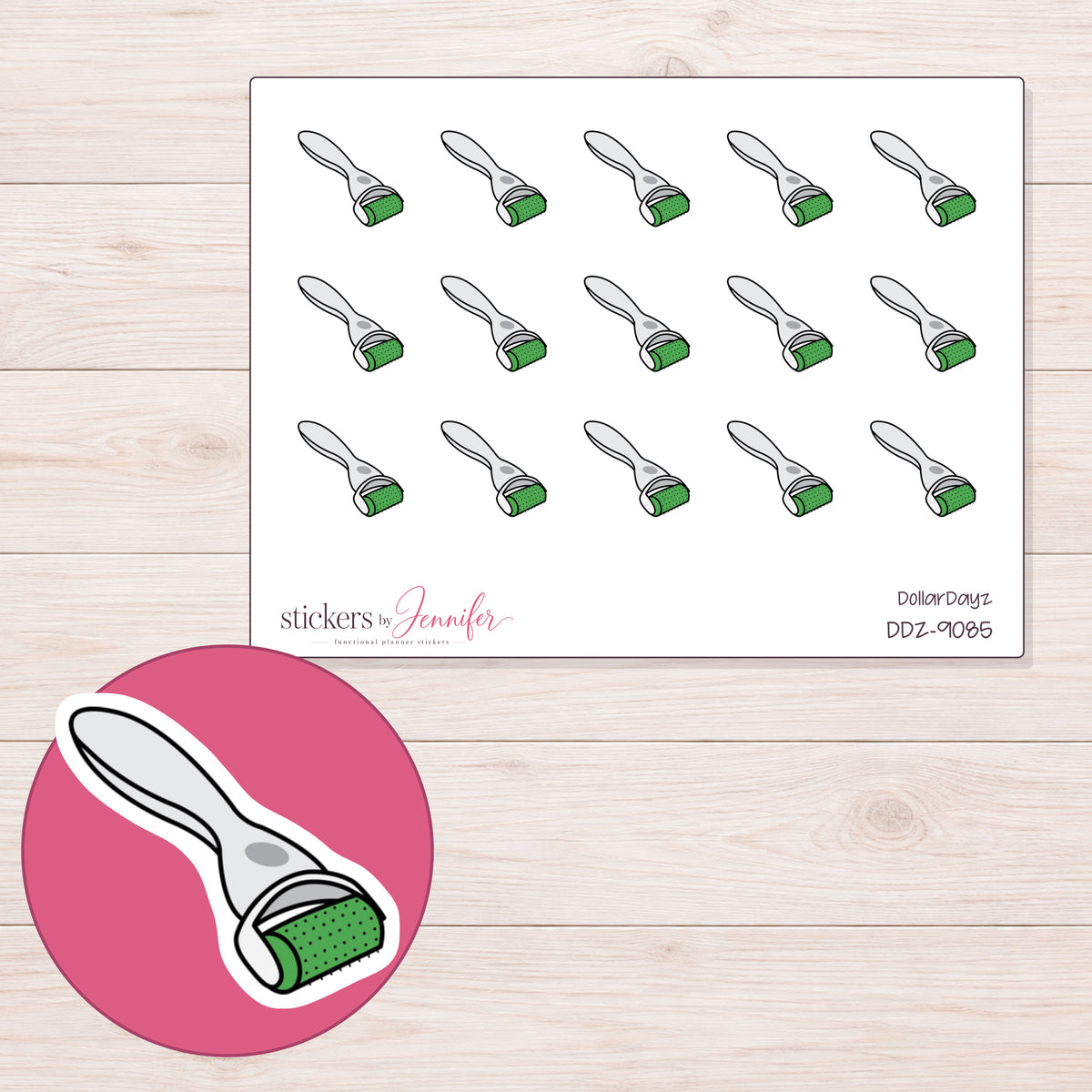 DDZ-9085 planner sticker sheet with enlarged sticker detail