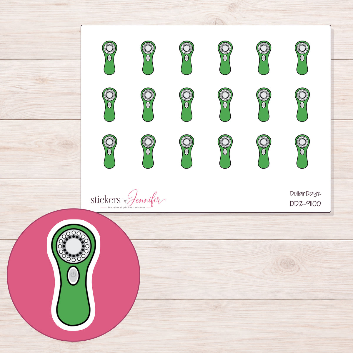 DDZ-9100 planner sticker sheet with enlarged sticker detail