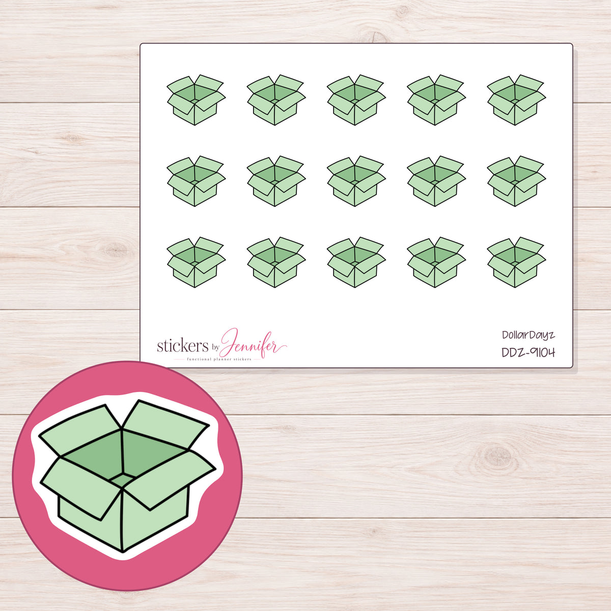 DDZ-9104 planner sticker sheet with enlarged sticker detail