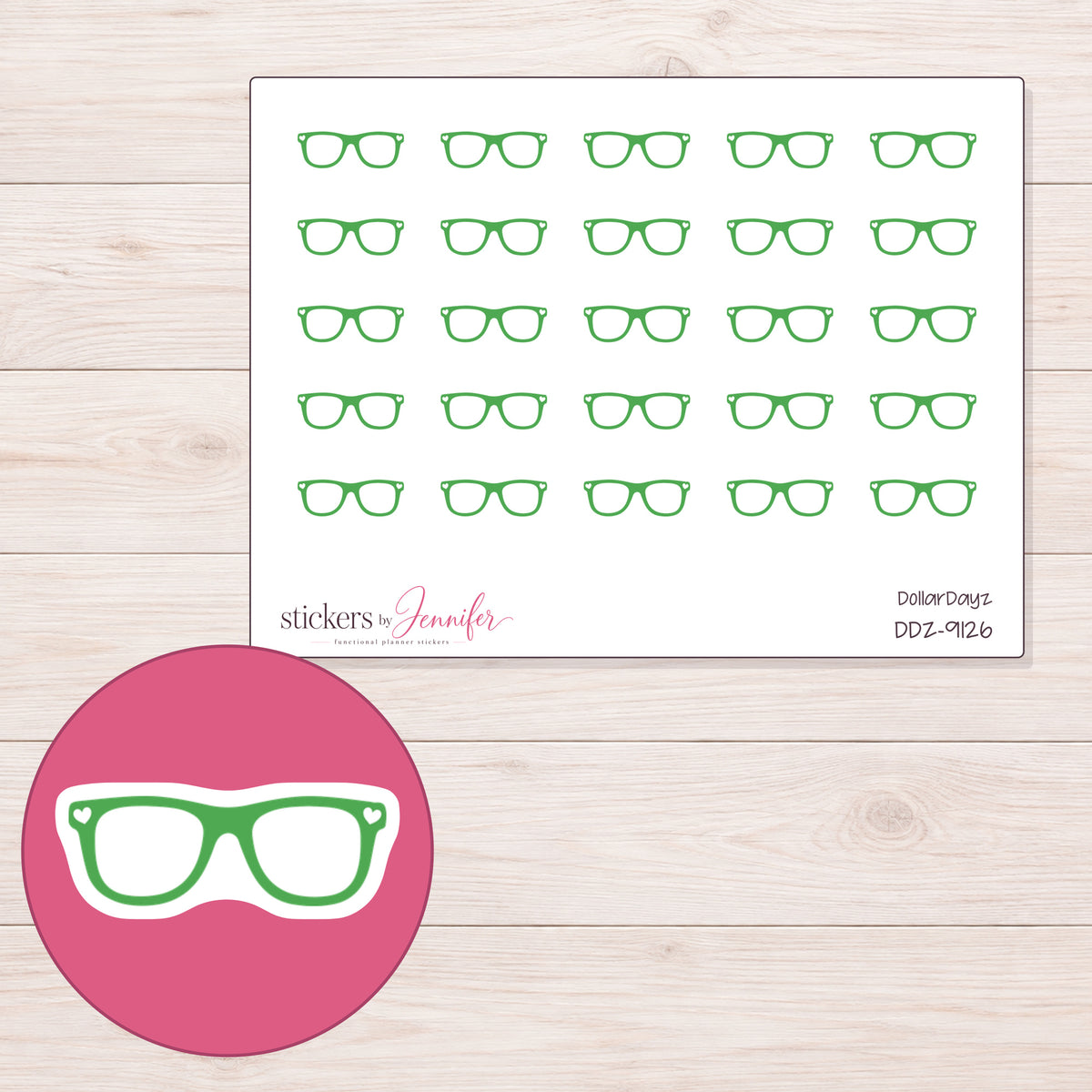 DDZ-9126 planner sticker sheet with enlarged sticker detail