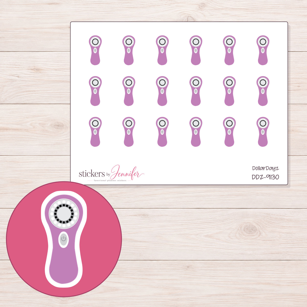 DDZ-9130 planner sticker sheet with enlarged sticker detail