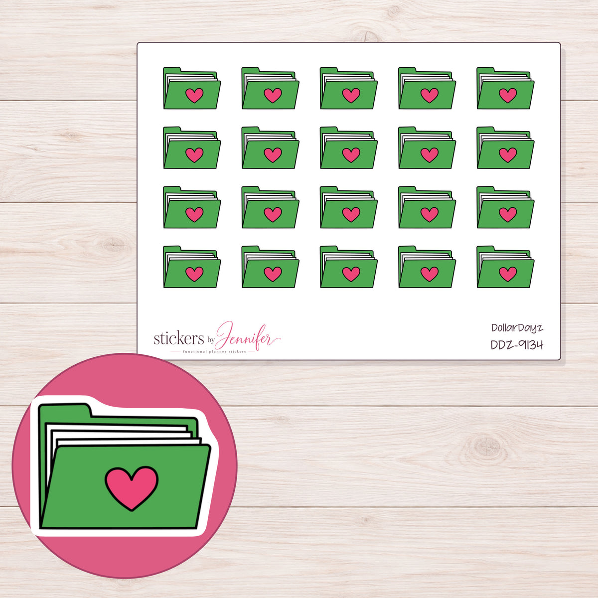 DDZ-9134 planner sticker sheet with enlarged sticker detail