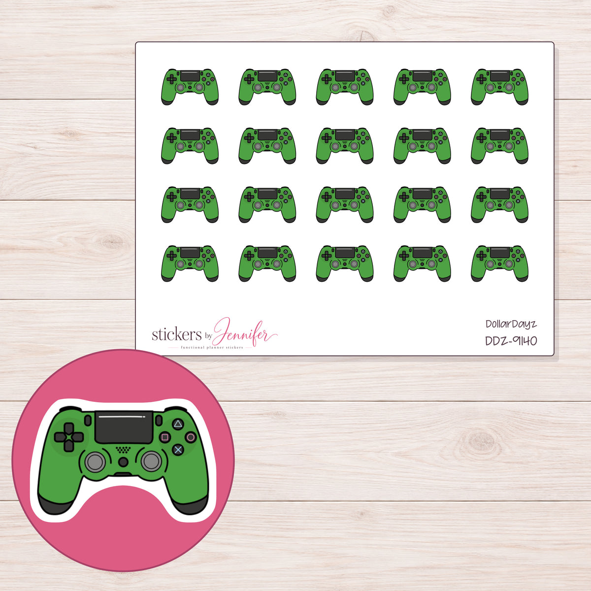 DDZ-9140 planner sticker sheet with enlarged sticker detail