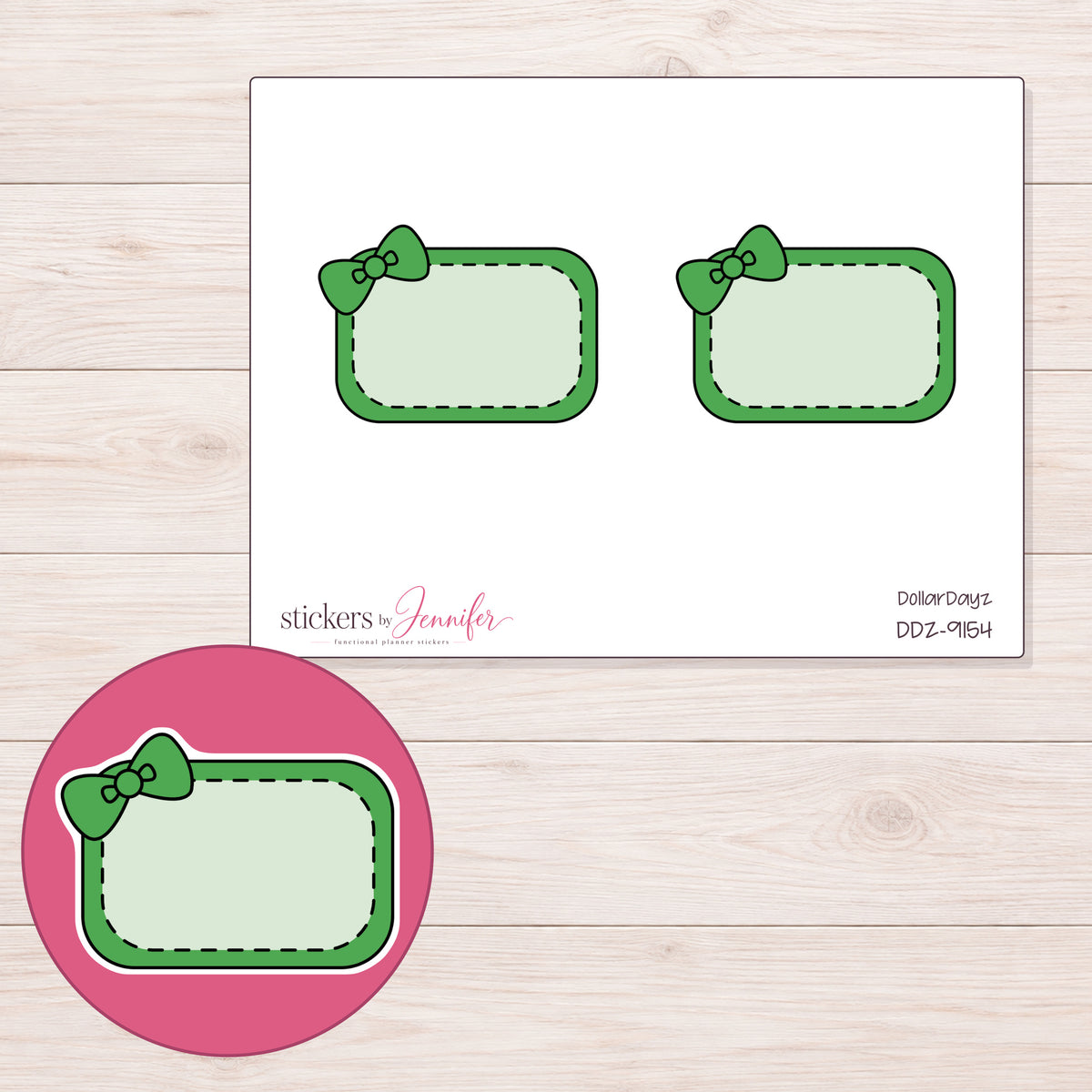 DDZ-9154 planner sticker sheet with enlarged sticker detail