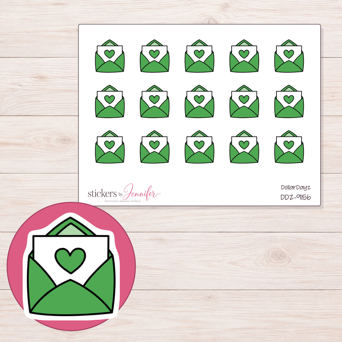 DDZ-9156 planner sticker sheet with enlarged sticker detail