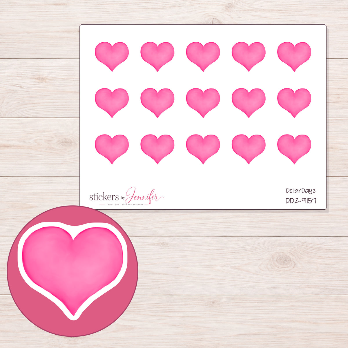 DDZ-9157 planner sticker sheet with enlarged sticker detail