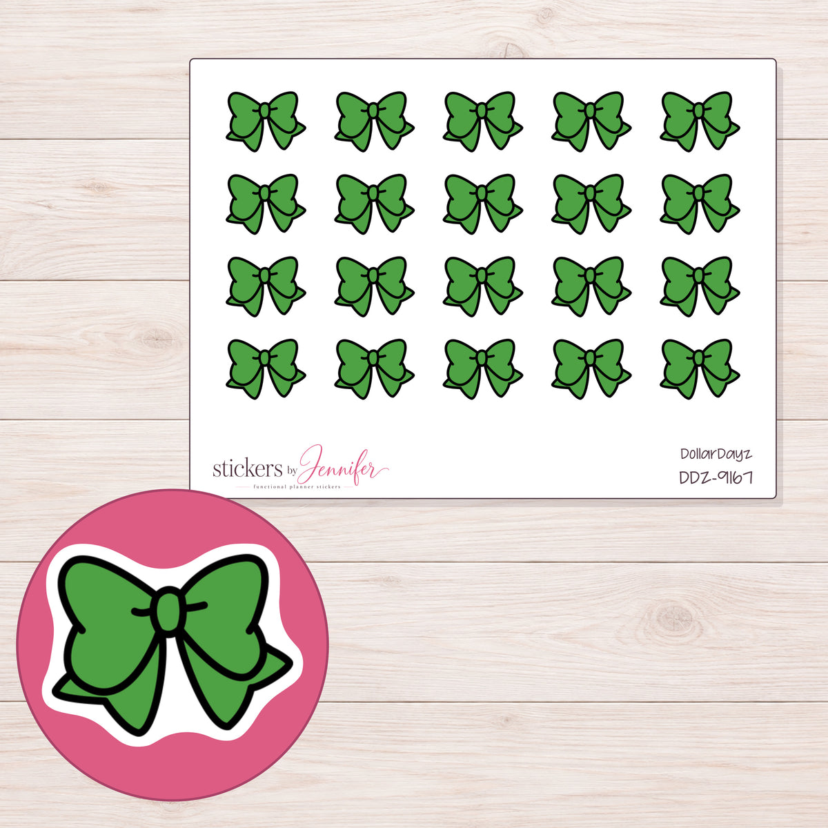DDZ-9167 planner sticker sheet with enlarged sticker detail