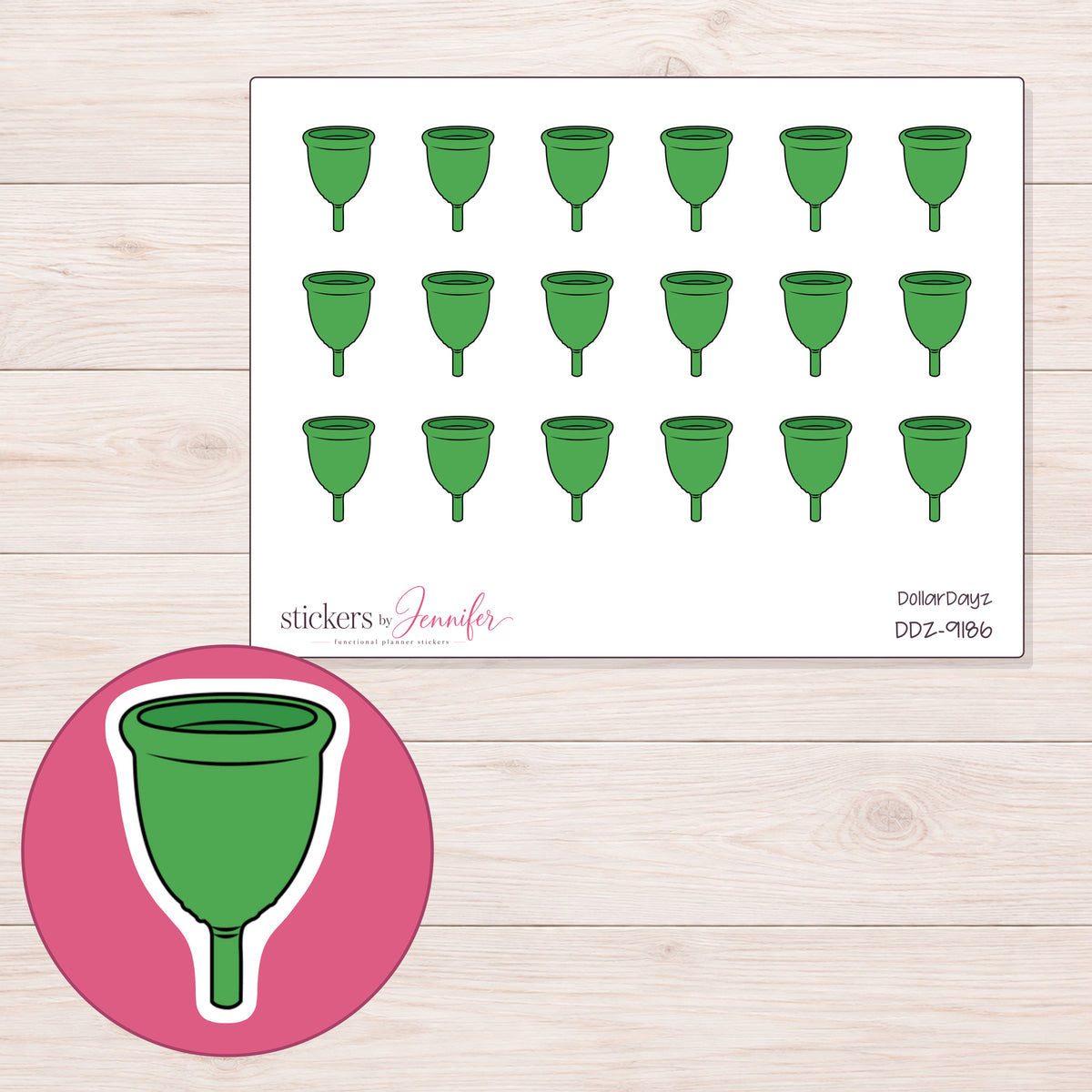 DDZ-9186 planner sticker sheet with enlarged sticker detail