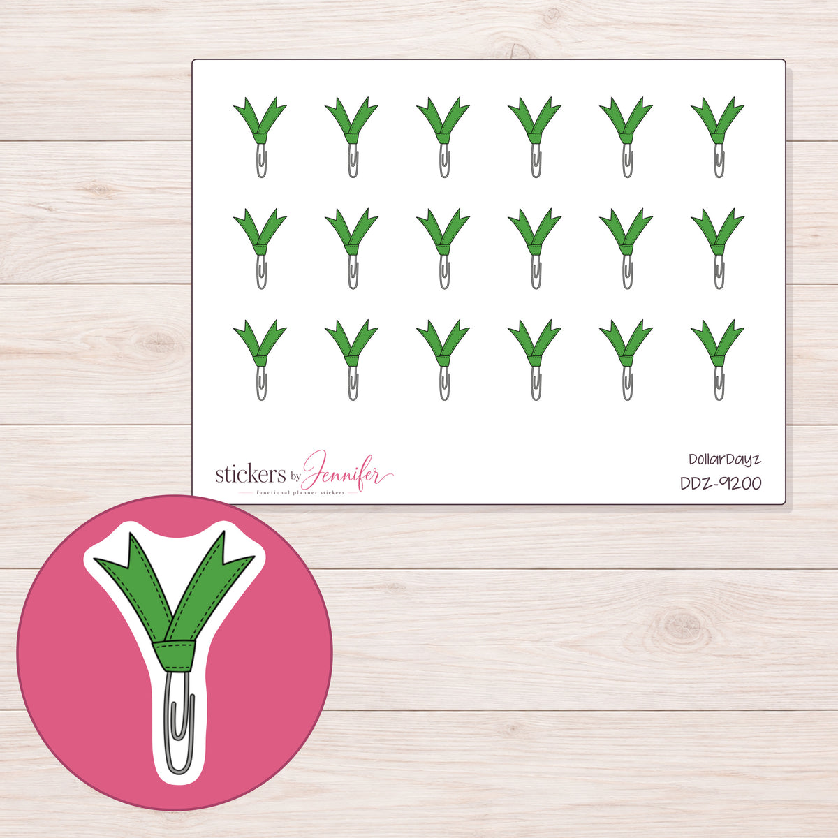 DDZ-9200 planner sticker sheet with enlarged sticker detail