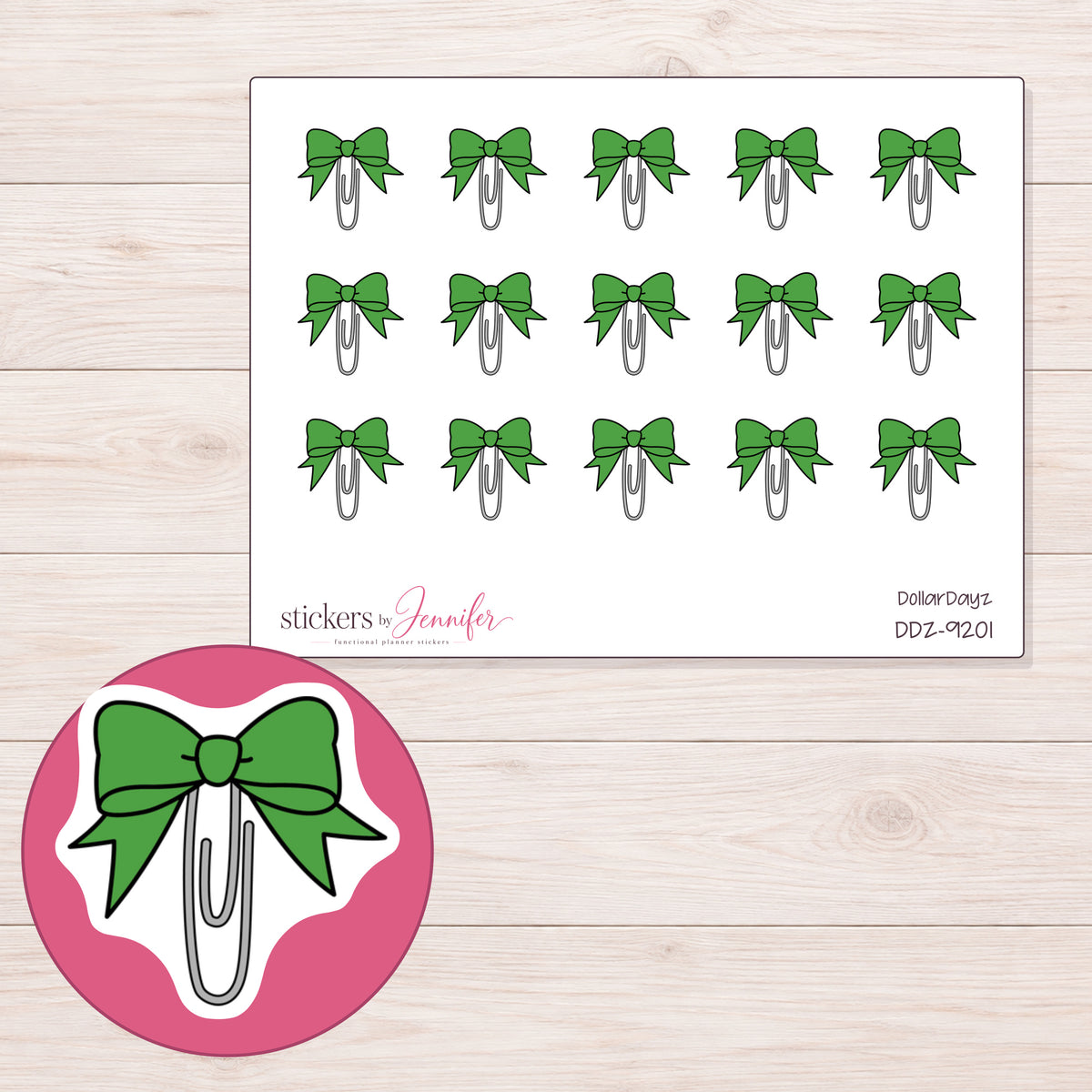 DDZ-9201 planner sticker sheet with enlarged sticker detail