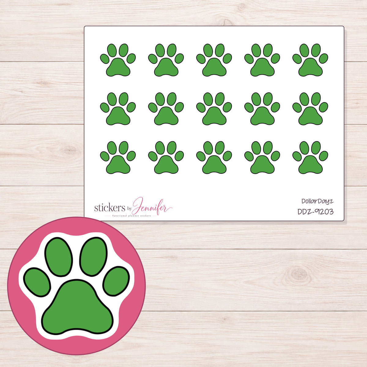 DDZ-9203 planner sticker sheet with enlarged sticker detail