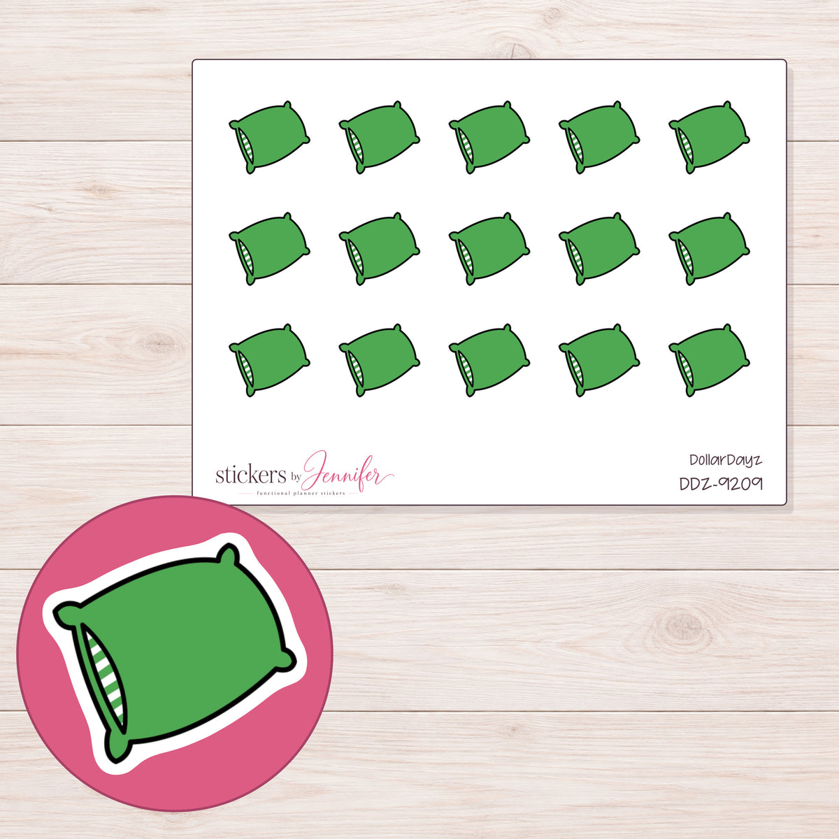 DDZ-9209 planner sticker sheet with enlarged sticker detail