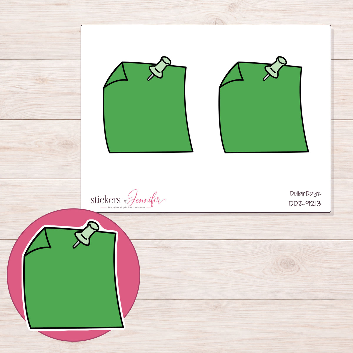 DDZ-9213 planner sticker sheet with enlarged sticker detail