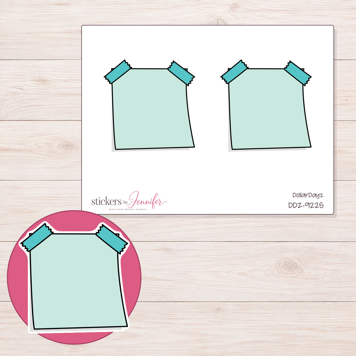 DDZ-9225 planner sticker sheet with enlarged sticker detail