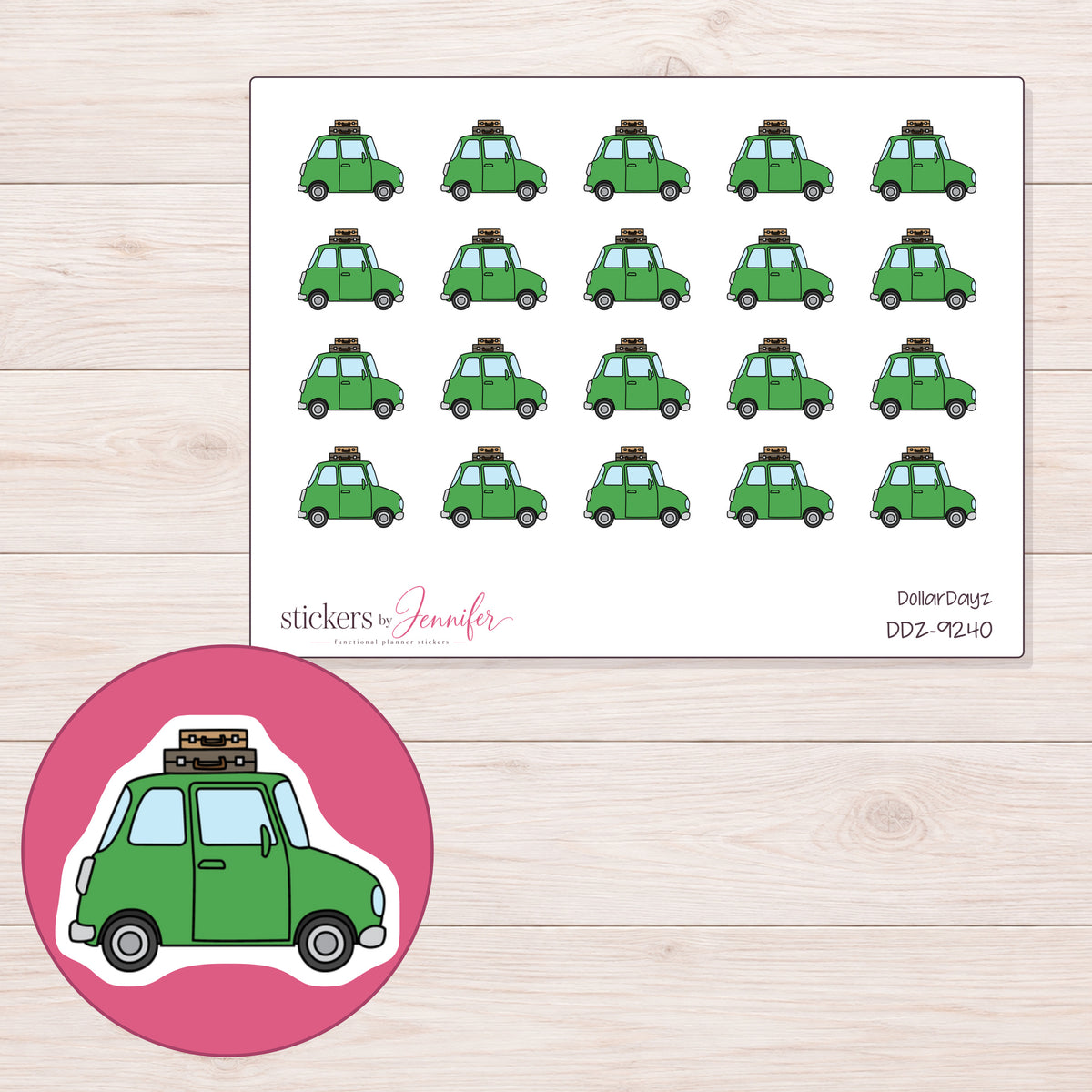DDZ-9240 planner sticker sheet with enlarged sticker detail
