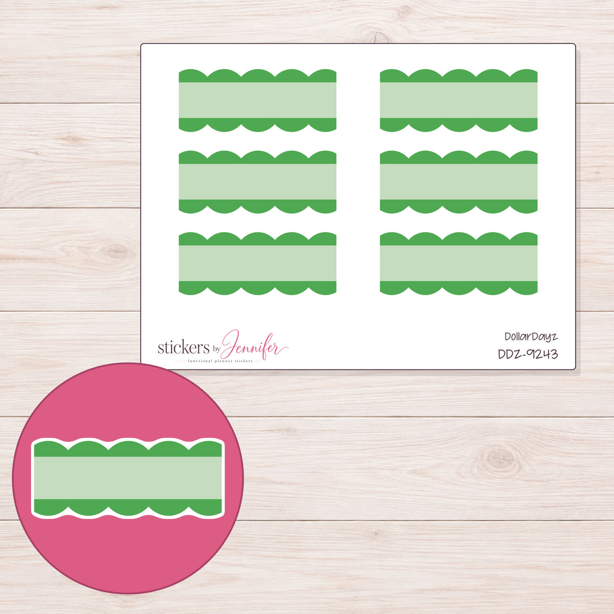 DDZ-9243 planner sticker sheet with enlarged sticker detail