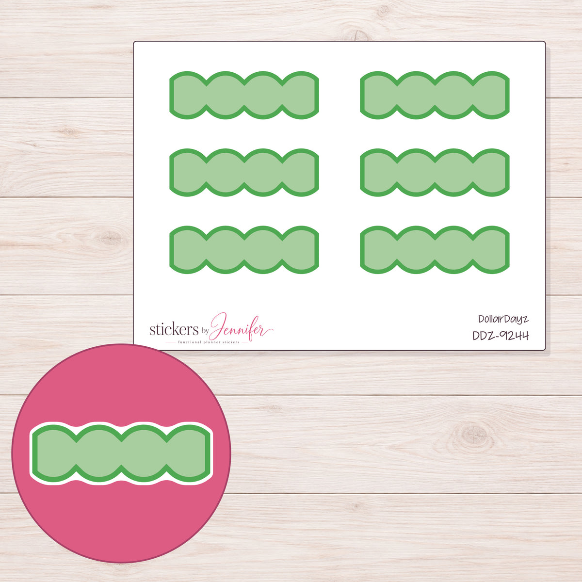 DDZ-9244 planner sticker sheet with enlarged sticker detail
