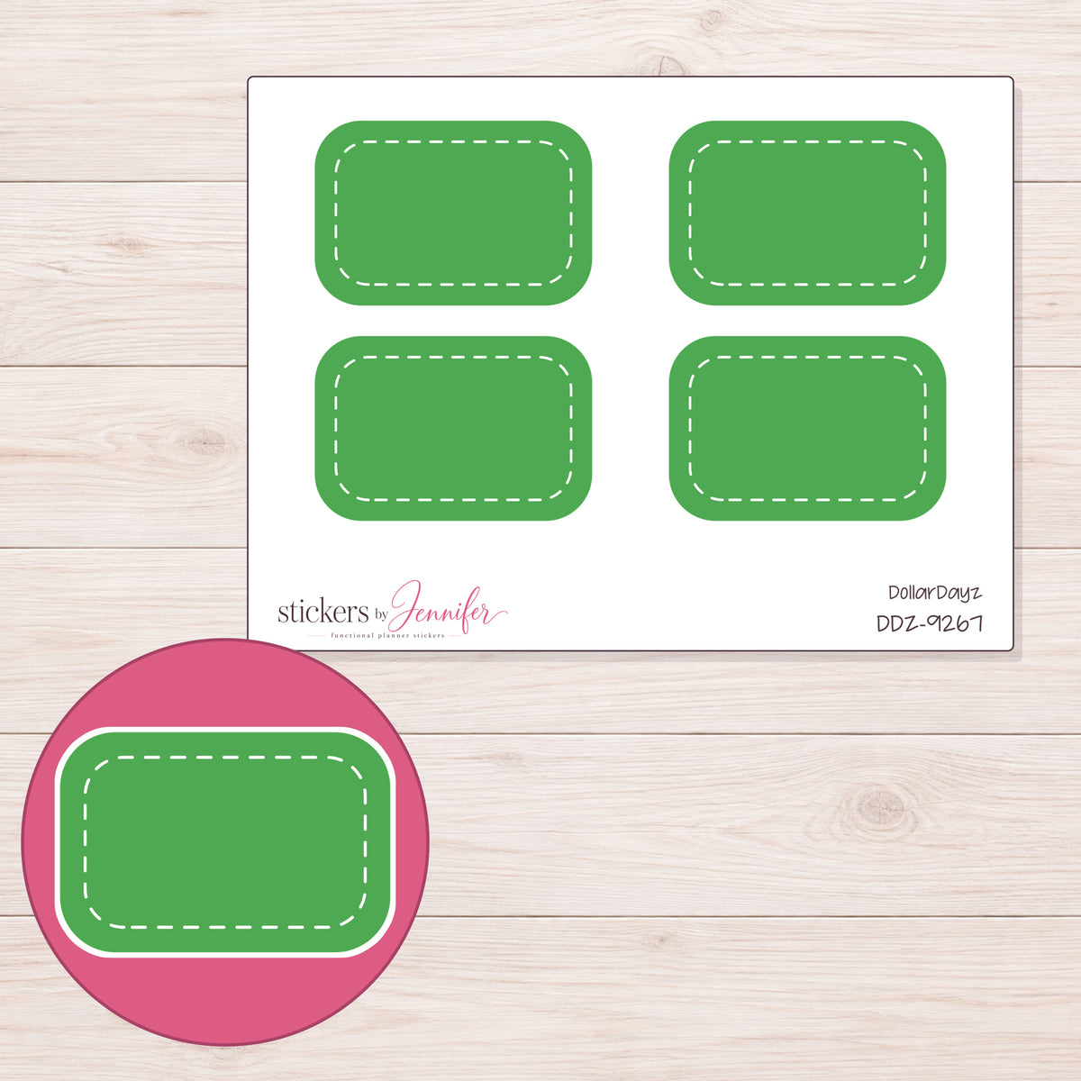 DDZ-9267 planner sticker sheet with enlarged sticker detail