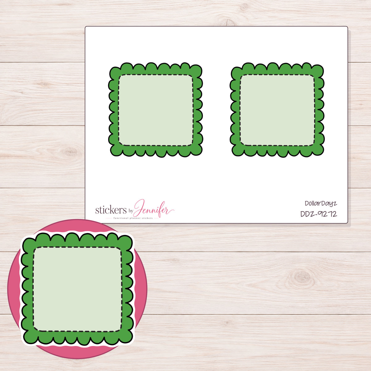 DDZ-9272 planner sticker sheet with enlarged sticker detail