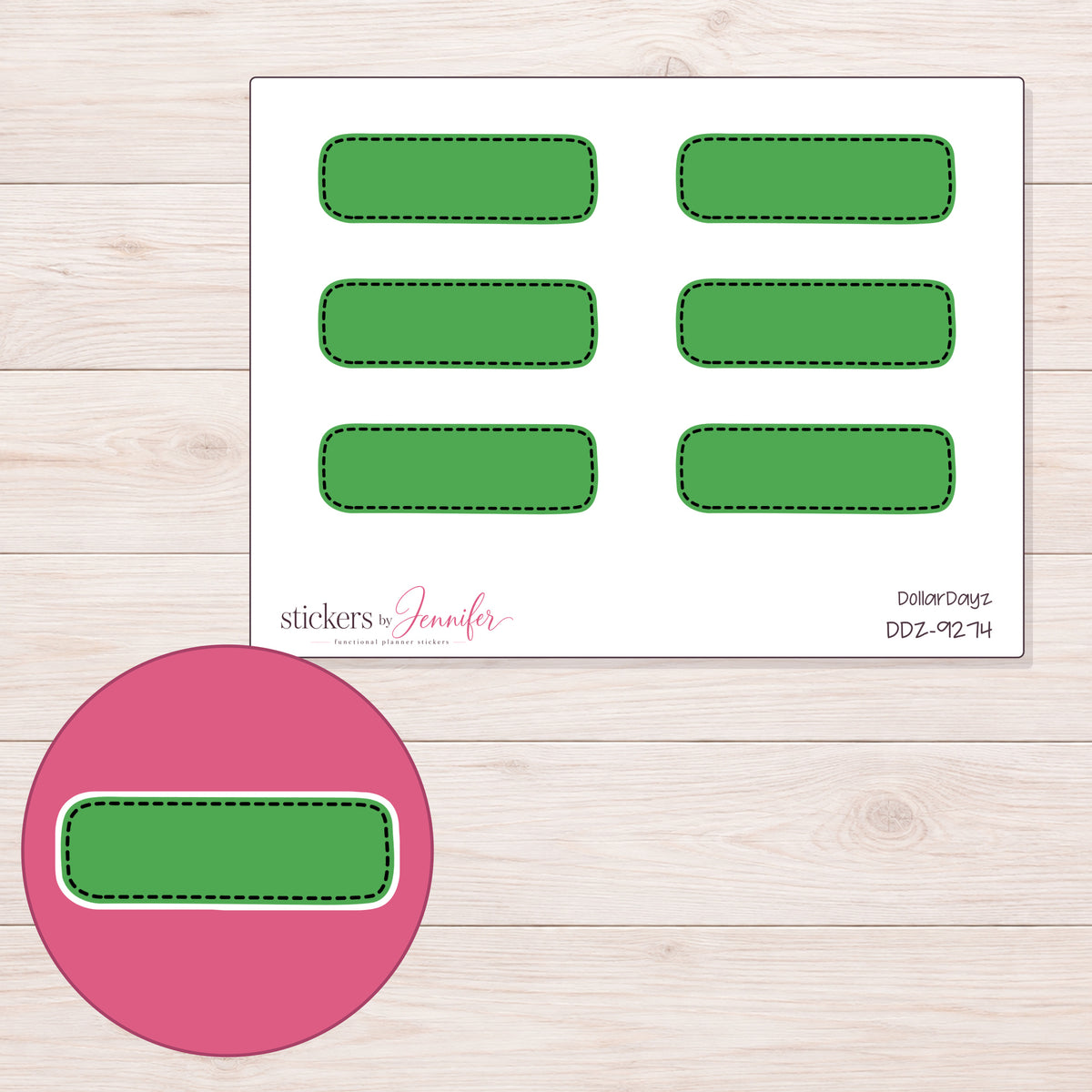 DDZ-9274 planner sticker sheet with enlarged sticker detail