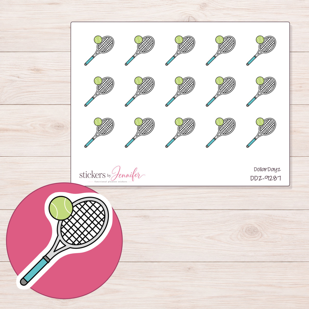 DDZ-9287 planner sticker sheet with enlarged sticker detail