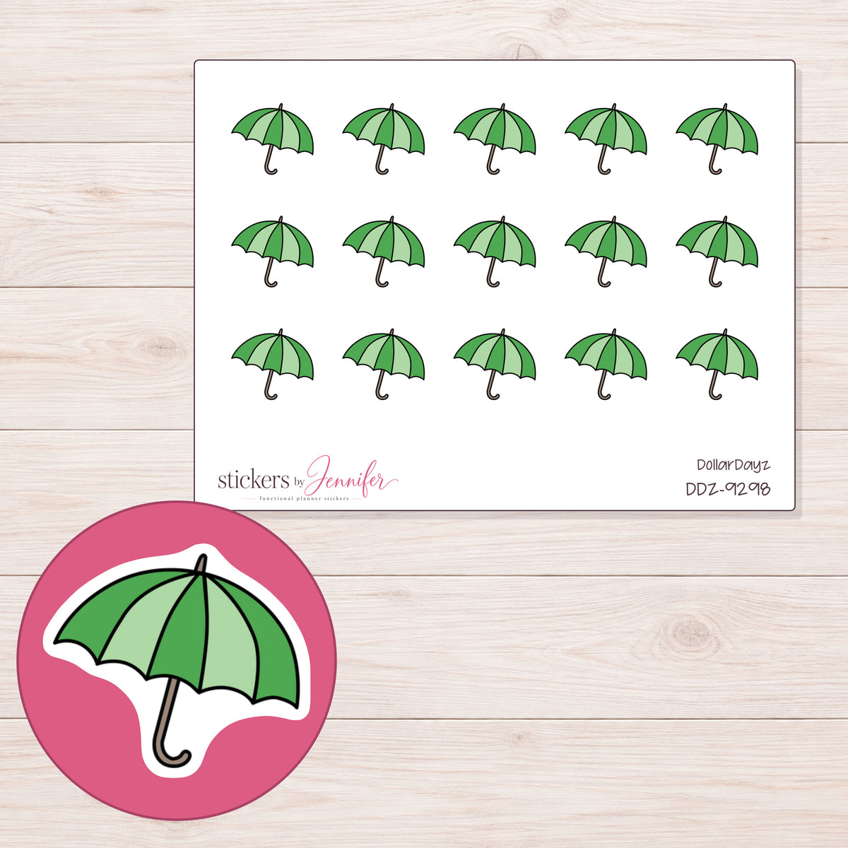 DDZ-9298 planner sticker sheet with enlarged sticker detail
